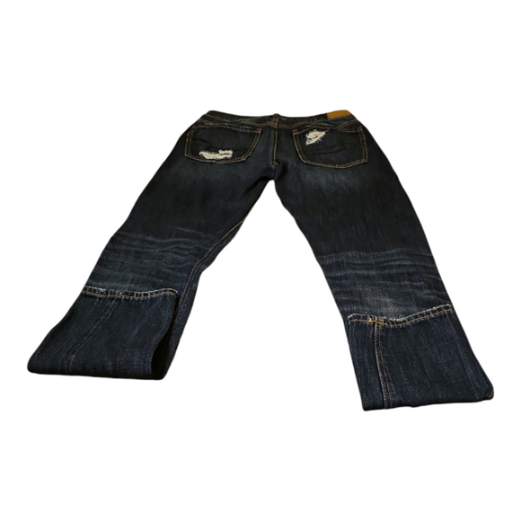 American Eagle Outfitters Women's Blue and Brown Straight Leg Dark Wash Jeans - Picture 3 of 5